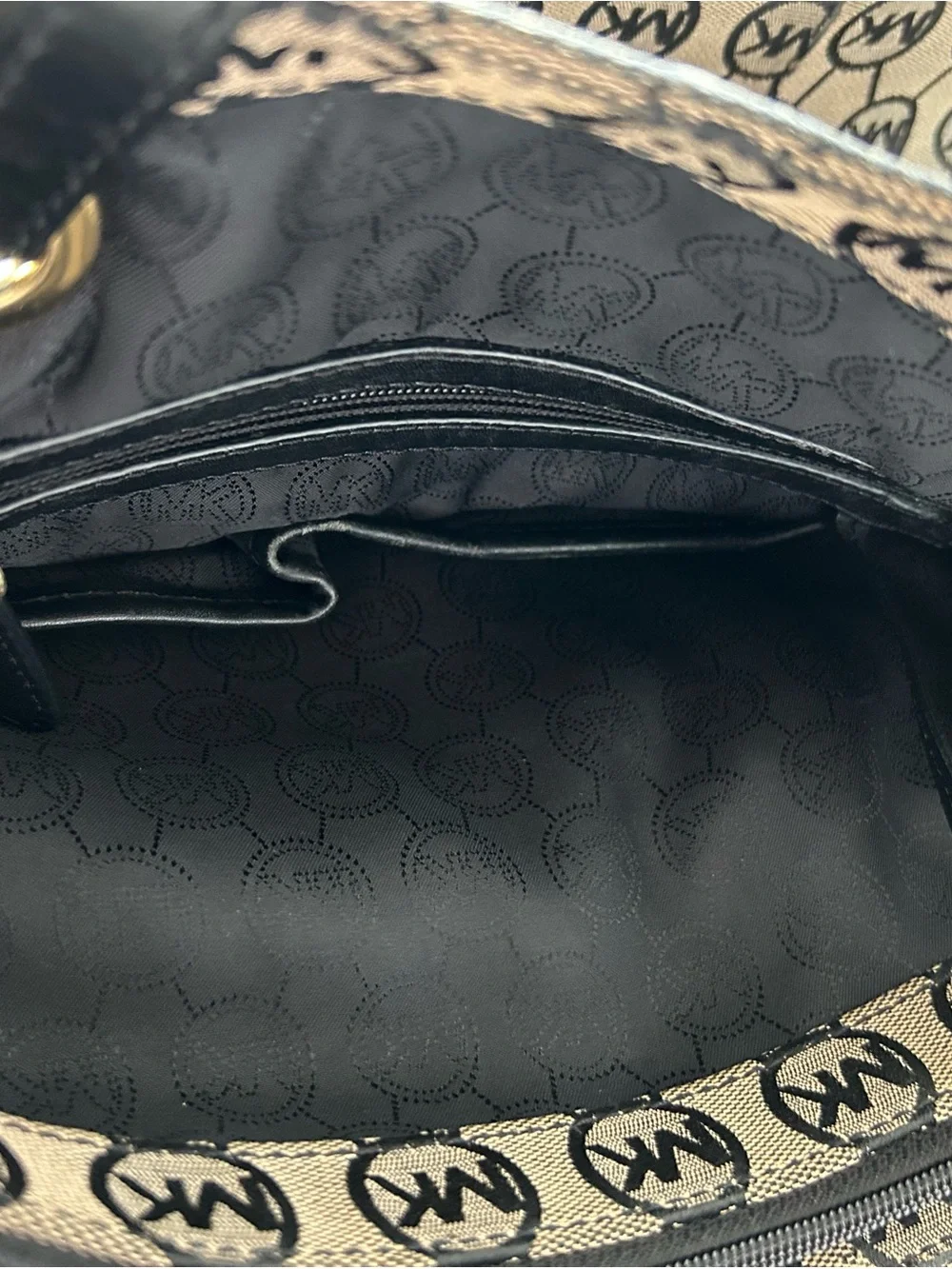 Michael Kors Brown Logo Canvas Tote with Brown Handles